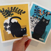 Swedish Dishcloths Eco Cleaning Cloths 2 Pack Happy Cats