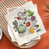 Eco Cloths Swedish Sponge Veggie Print Compostable Dishcloths (1pc)