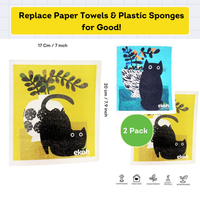Swedish Dishcloths Eco Cleaning Cloths 2 Pack Happy Cats