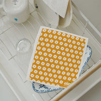 Eco Cleaning Cloths - Swedish Sponge Cloth Original Artist Daisy Pumpkin - Compostable Sponge Cloth (1pc)