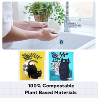 Swedish Dishcloths Eco Cleaning Cloths 2 Pack Happy Cats