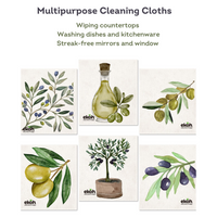 Swedish Dishcloths Ultimate 12 pk - Multipurpose Compostable Cleaning Eco Cloths - Olive Prints