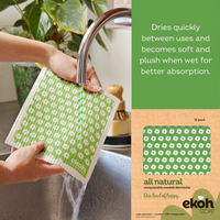 Swedish Dishcloths Ultimate 12 pk - Multipurpose Compostable Cleaning Eco Dish Cloths - Artist Daisy Prints