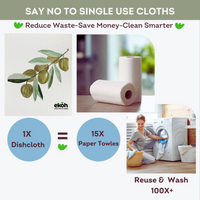 Eco Cleaning Cloths - Swedish Sponge Cloth Olive Leaves - Compostable Sponge Cloth (1pc)