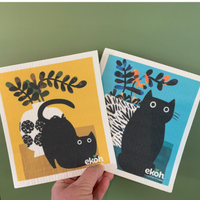 Swedish Dishcloths Eco Cleaning Cloths 2 Pack Happy Cats