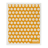Eco Cleaning Cloths - Swedish Sponge Cloth Original Artist Daisy Pumpkin - Compostable Sponge Cloth (1pc)
