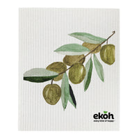 Eco Cleaning Cloths - Swedish Sponge Cloth Olive Leaves - Compostable Sponge Cloth (1pc)