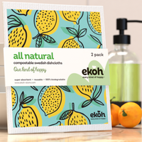 Swedish Dishcloth Eco Dish Cloths 2 Pack Papaya Lemons Prints Cleaning Cloths