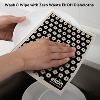Eco Cloths Swedish Sponge Compostable Dishcloths (1pc) Black & White Daisy