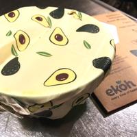 Set of 3 Reusable Beeswax Food Wraps – Happy Avocado Print Bowl Covers