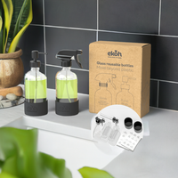 2 Pack Clear Glass Bottles 500ml – Refillable Spray & Pump Dispenser for Cleaning, Soap, Handwash, Dish Soap, Essential Oils, Plants & DIY – Eco-Friendly Reusable Home Bottles
