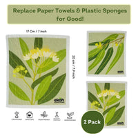 EKOH Swedish Dishcloth for the Kitchen Eco Dish Cloths - 2 Pack Aussie Botanical Cleaning Cloths, Reusable Dish Cloths, Super Absorbent