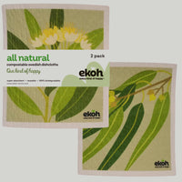 EKOH Swedish Dishcloth for the Kitchen Eco Dish Cloths - 2 Pack Aussie Botanical Cleaning Cloths, Reusable Dish Cloths, Super Absorbent