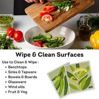 EKOH Swedish Dishcloth for the Kitchen Eco Dish Cloths - 2 Pack Aussie Botanical Cleaning Cloths, Reusable Dish Cloths, Super Absorbent