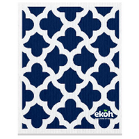 Swedish Dishcloths for Kitchen 2 Pack Eco Cloths Navy Geometric Print