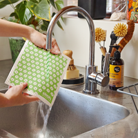 Eco Cleaning Cloths - Swedish Sponge Cloth Original Artist Daisy Apple Green - Compostable Sponge Cloth (1pc)