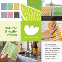 Swedish Dishcloths Ultimate 12 pk - Multipurpose Compostable Cleaning Eco Dish Cloths - Artist Daisy Prints