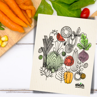 Eco Cloths Swedish Sponge Veggie Print Compostable Dishcloths (1pc)