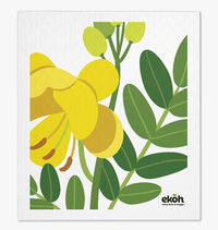Swedish Dishcloth Eco Sponge Cleaning Cloth - Cassia Botanicals Yellow Flower Print - Ekoh-Store