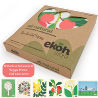 Swedish Dishcloths Ultimate 12 pk Eco Sponge Cloths Botanical Prints - Biodegradable Dish Cloth