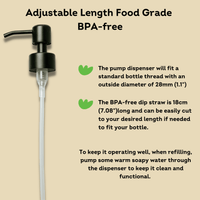 Pump Dispenser Replacement Black Stainless Steel Food Grade 28mm / 1.1inches - Ekoh-Store