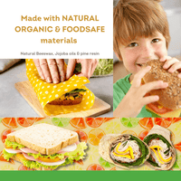 Beeswax Wraps Organic Ecofriendly Reusable Food Wraps - Zesty Lemon Prints 3 Pack - Ekoh-Store