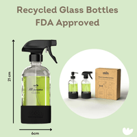 Clear Glass Refillable Bottles Pump & Spray Dispensers 500ml ea. 2 pk - Ekoh-Store