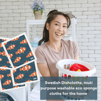 Swedish Dishcloth Clown Fish Print Compostable EKOH Sponge Cloth 1pc. - Ekoh-Store