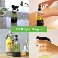 Clear Glass Refillable Bottles Pump & Spray Dispensers 500ml ea. 2 pk - Ekoh-Store