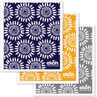Eco Sponge Dishcloth Natural Compostable Cleaning Cloths Byron Bay Artist Scandi Flora Prints 3 Pack - Ekoh-Store