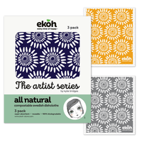 Eco Sponge Dishcloth Natural Compostable Cleaning Cloths Byron Bay Artist Scandi Flora Prints 3 Pack - Ekoh-Store
