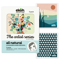 Eco Sponge Dish Cloths Natural Compostable Cleaning Cloths Byron Bay Artist Sunset Prints 3 Pack - Ekoh-Store