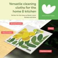 Eco Sponge Cloths Swedish Dishcloth Printed Compostable Cleaning Cloths - 3 Pack Assorted Botanical Prints - Ekoh-Store
