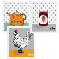 Eco Sponge Dish Cloths Natural Compostable Cleaning Cloths Byron Bay Artist Farmhouse Prints 3 Pack - Ekoh-Store