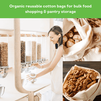 Reusable Produce Bags Organic Cotton Vegetable Bags 6 pack Cotton Muslin Shopping Bags - Ekoh-Store
