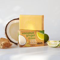 Natural Coconut Soap Bar Organic Hydrating Cleansing Body & Face Wash Bar - Lime & Ginger - Ekoh-Store