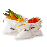 Reusable Produce Bags Organic Cotton Vegetable Bags 6 pack Cotton Muslin Shopping Bags - Ekoh-Store