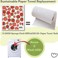 Eco Sponge Cloths Swedish Dishcloth 2 Pack Citrus & Strawberry Prints Compostable Dishcloths - Ekoh-Store