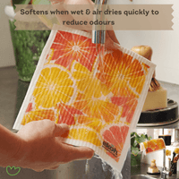 Eco Sponge Cloths Swedish Dishcloth 2 Pack Citrus & Strawberry Prints Compostable Dishcloths - Ekoh-Store
