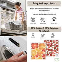 Eco Sponge Cloths Swedish Dishcloth 2 Pack Citrus & Strawberry Prints Compostable Dishcloths - Ekoh-Store