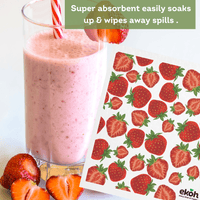 Eco Sponge Cloths Swedish Dishcloth 2 Pack Citrus & Strawberry Prints Compostable Dishcloths - Ekoh-Store