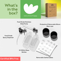 Clear Glass Refillable Bottles Pump & Spray Dispensers 500ml ea. 2 pk - Ekoh-Store