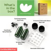 Green Glass Bottles Refill Pump & Spray Retro Bottles 2 Pack 500ml - Ekoh-Store