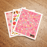 Swedish Dish Cloths Eco Sponge Cleaning Cloths 3 Pack Assorted Sweat Treats Prints - Ekoh-Store