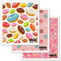 Swedish Dish Cloths Eco Sponge Cleaning Cloths 3 Pack Assorted Sweat Treats Prints - Ekoh-Store