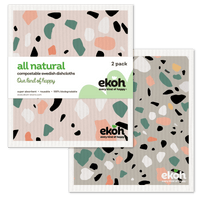 Eco Sponge Cloths Swedish Dishcloth - Compostable Cleaning Cloth 2 Pack Terrazzo Stone Prints - Ekoh-Store