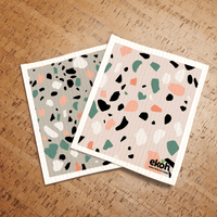 Eco Sponge Cloths Swedish Dishcloth - Compostable Cleaning Cloth 2 Pack Terrazzo Stone Prints - Ekoh-Store