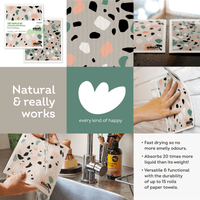 Eco Sponge Cloths Swedish Dishcloth - Compostable Cleaning Cloth 2 Pack Terrazzo Stone Prints - Ekoh-Store