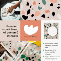 Eco Sponge Cloths Swedish Dishcloth - Compostable Cleaning Cloth 2 Pack Terrazzo Stone Prints - Ekoh-Store