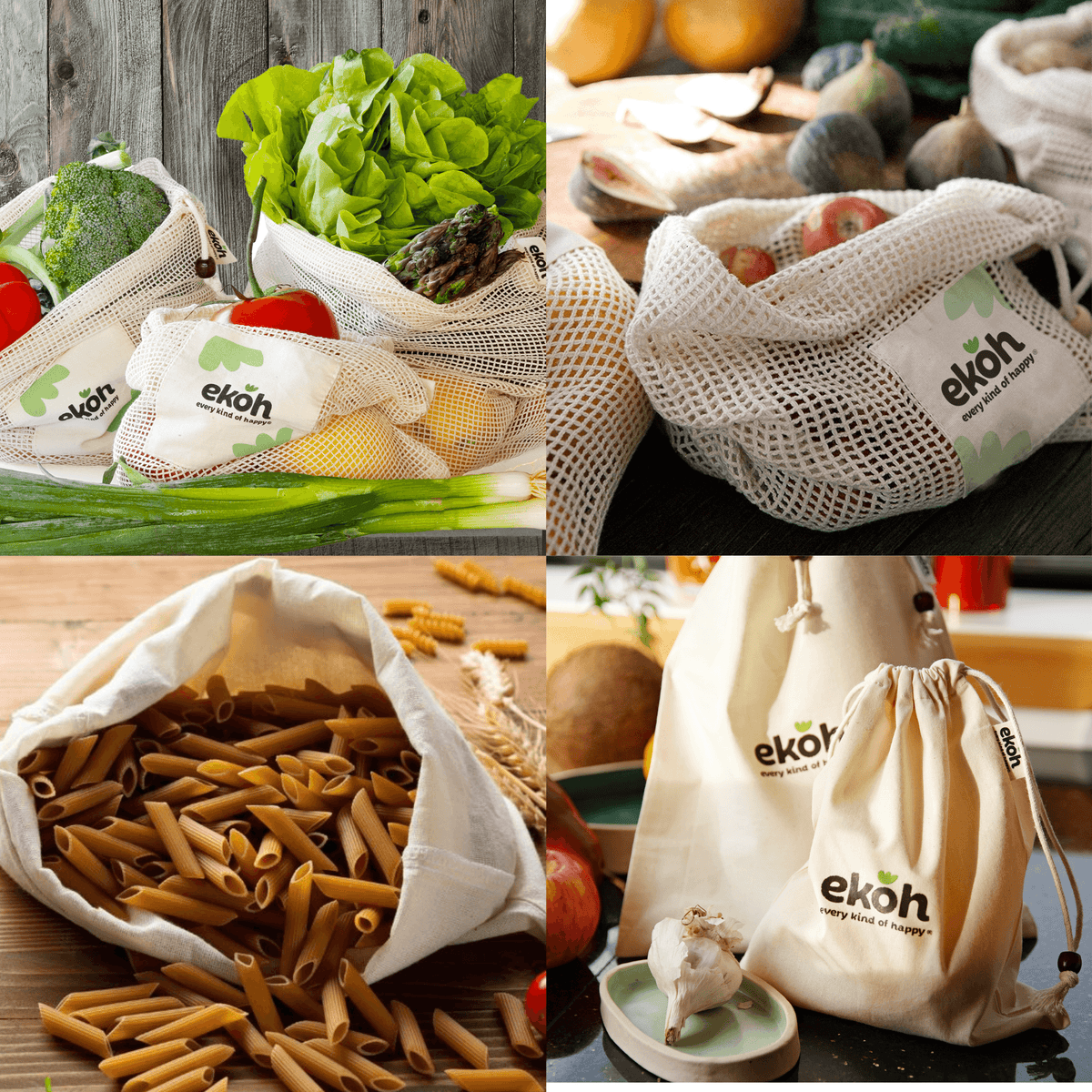 Reusable Fruit and Veggie Produce Bags proven to keep produce fresh for longer.